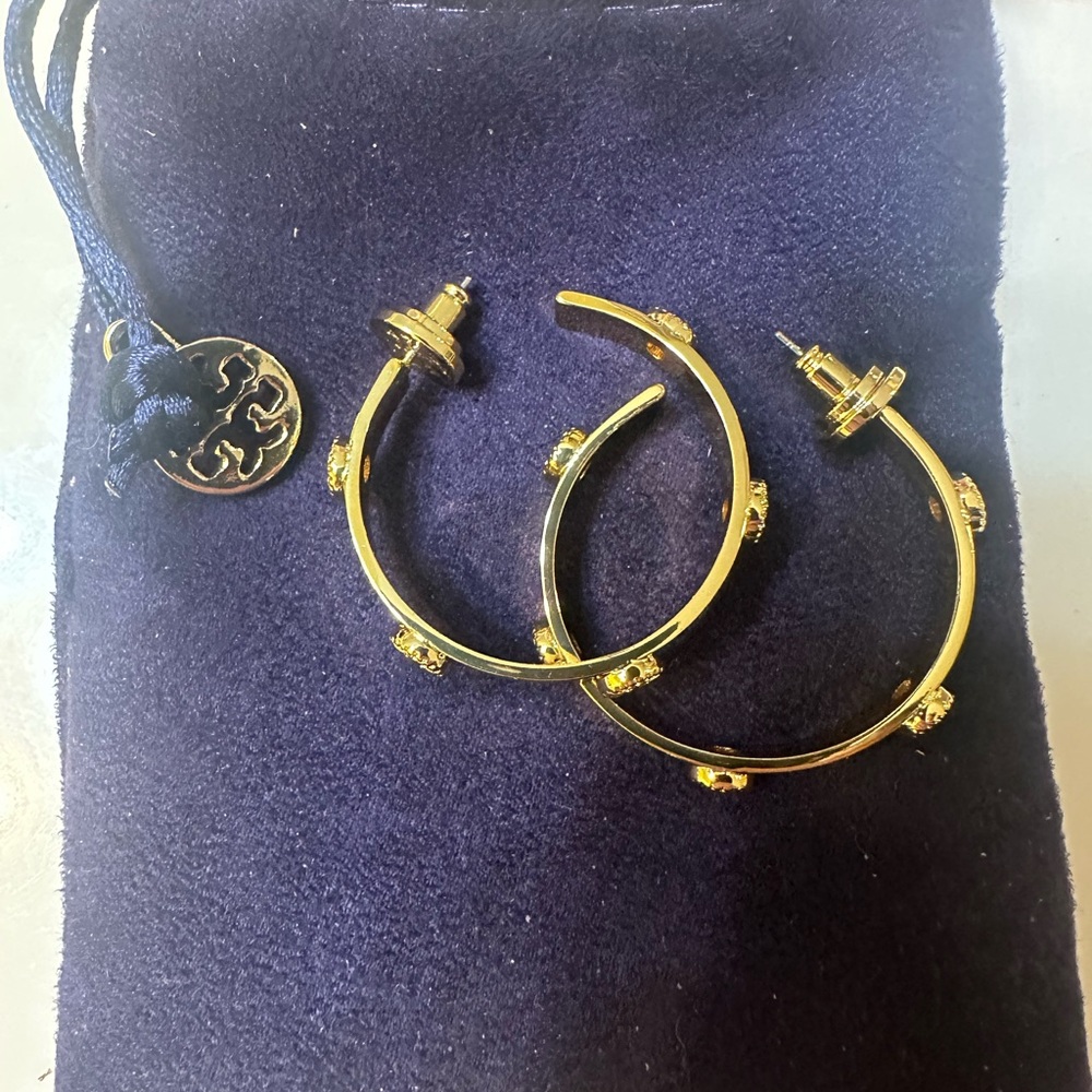 Tory Burch Gold Hoop Earrings - Picture 2 of 4